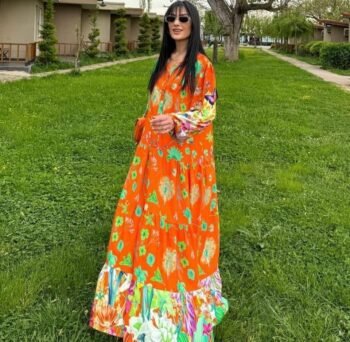 Hanin Dress – Orange Garden Bloom