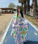 Lulu Dress – White with Watercolor Floral Motif