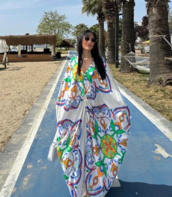 Lulu Dress – White with Watercolor Floral Motif