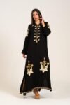 Lamees Dress – Black with Gold Embroidery