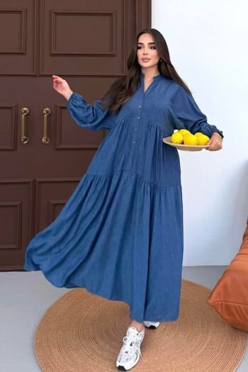 Sky Bloom Dress – Light Dark Blue Elegance