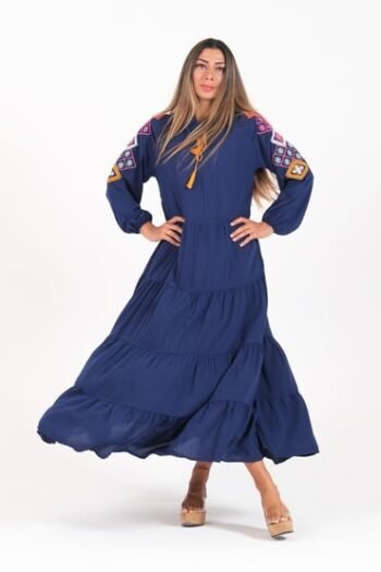 Viscose Fabric Women's Dress-Emerald Blue